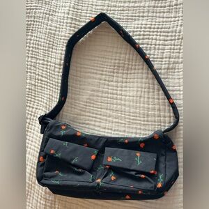 BAGGU Black Red & Green Painted Wildflower Cargo Shoulder Bag
